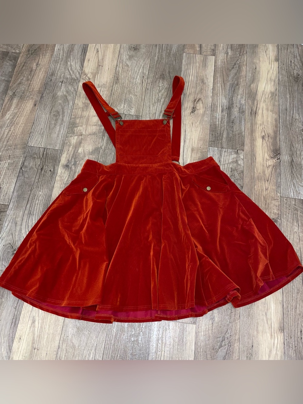 Unique Vintage Red Velvet Pinafore Skirt